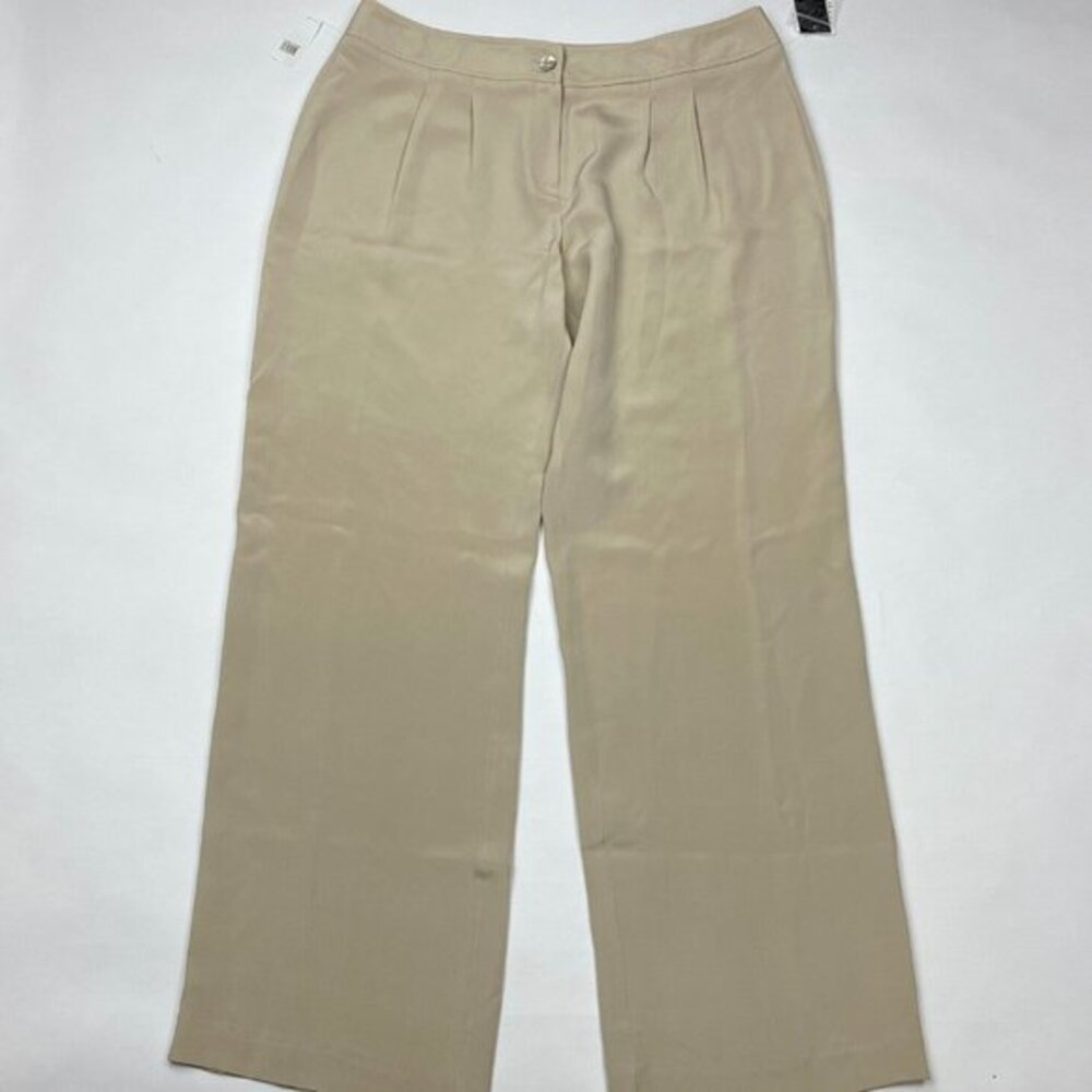 Louben Silk Dress Pants Pleated Front Wide Leg Lightweight Women 16 NWT $198‎